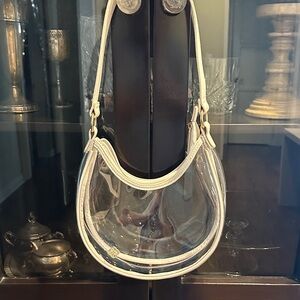 Kendra Scott Clear Transparent Shoulder Bag with Off White & Gold Accents